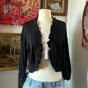 elle black knit long sleeve cardigan